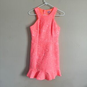 Lilly Pulitzer Liana Peachy Pink Word On The Street Dress Size 0